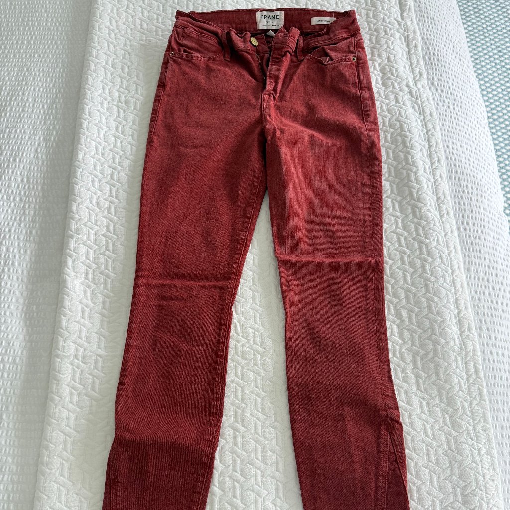 Frame Le High Skinny Red Denim Jeans - Size 27